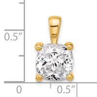 14K Yellow Gold 4 Carat Lab Grown Diamond VS+ F+ Cushion Complete Four Prong Pendant view 5
