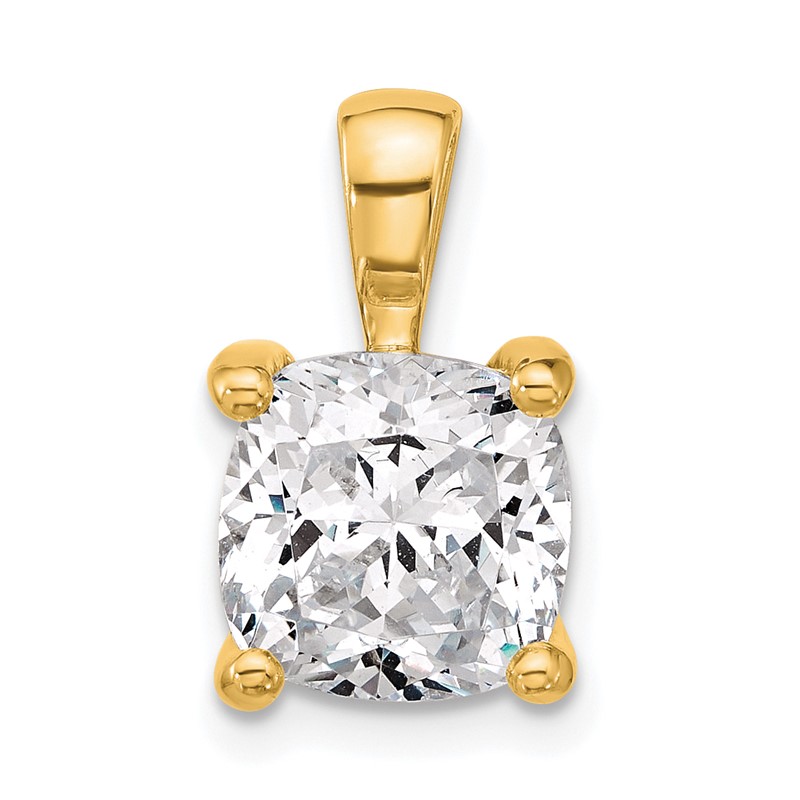 14k 4 carat Lab Grown Diamond VS+ F+ Cushion Complete Four Prong Pendant