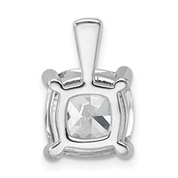 14K White Gold 5 Carat Lab Grown Diamond VS SI+ G+ Cushion Complete Four Prong Pendant view 3