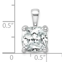 14K White Gold 5 Carat Lab Grown Diamond VS SI+ G+ Cushion Complete Four Prong Pendant view 4