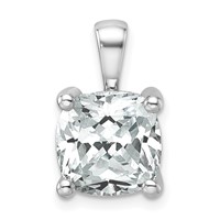 14K White Gold 5 Carat Lab Grown Diamond VS SI+ G+ Cushion Complete Four Prong Pendant view 1