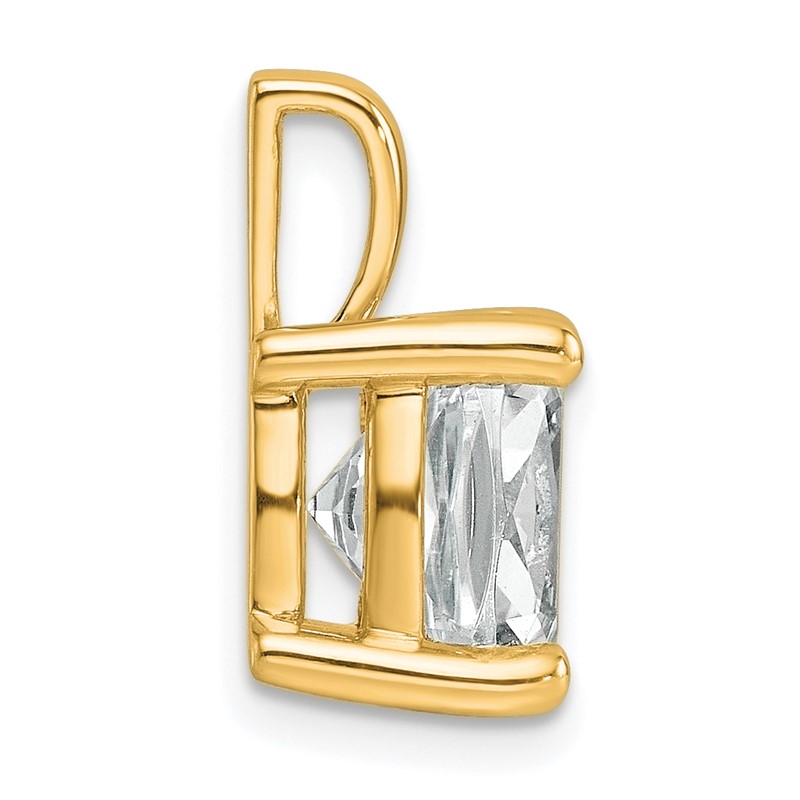 14k 5 carat Lab Grown Diamond VS/SI+ G+ Cushion Complete Four Prong Pendant