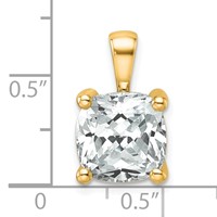 14K Yellow Gold 5 Carat Lab Grown Diamond VS+ F+ Cushion Complete Four Prong Pendant view 4