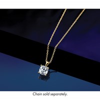 14K Yellow Gold 2.50 Carat Lab Grown Diamond VS+ F+ Cushion Complete Four Prong Pendant view 5