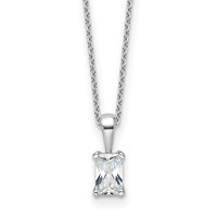 14K White Gold 0.50 Carat Lab Grown Diamond VS SI+ G+ Radiant Complete Four Prong Pendant Necklace, 18" view 1