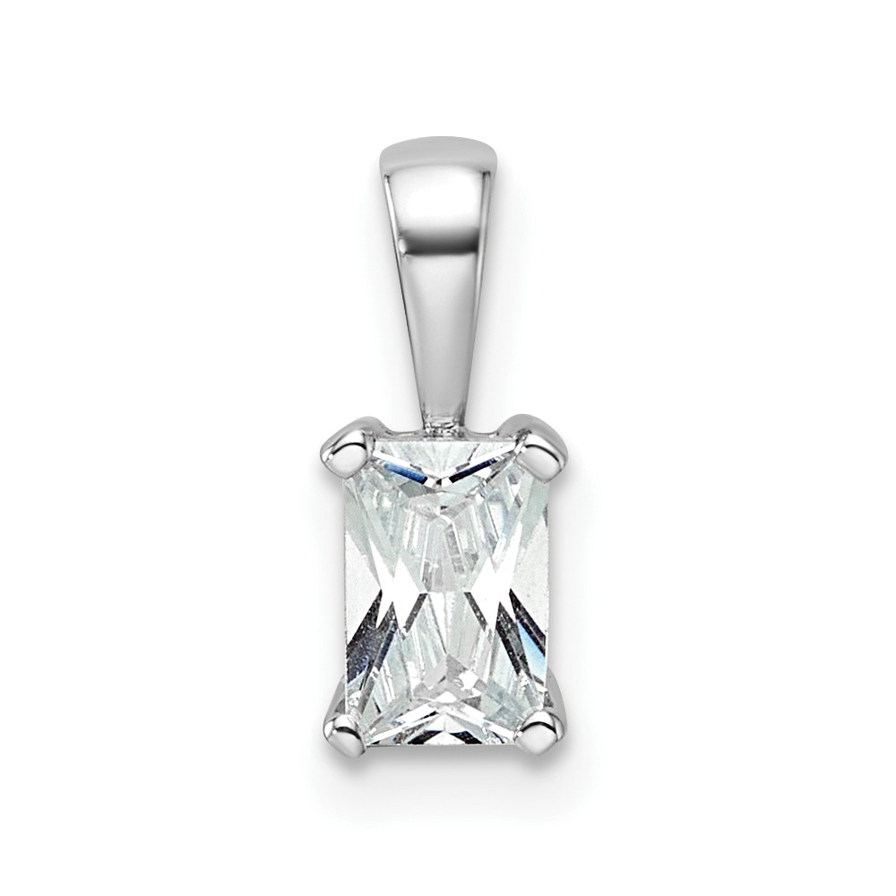 14K White Gold 0.50 Carat Lab Grown Diamond VS SI+ G+ Radiant Complete Four Prong Pendant