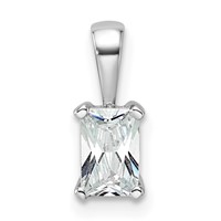 14K White Gold 0.50 Carat Lab Grown Diamond VS SI+ G+ Radiant Complete Four Prong Pendant view 1