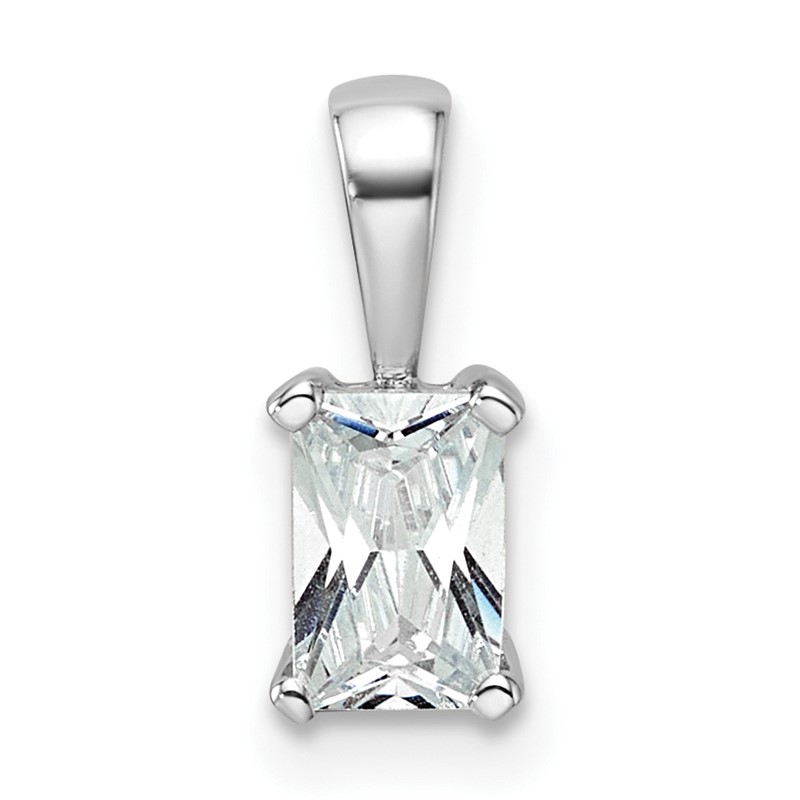 14k White Gold 1/2 carat Lab Grown Diamond VS/SI+ G+ Radiant Complete Four Prong Pendant