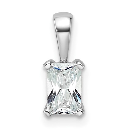 14K White Gold 0.50 Carat Certified Lab Grown Diamond VS SI+ G+ Radiant Complete Four Prong Pendant