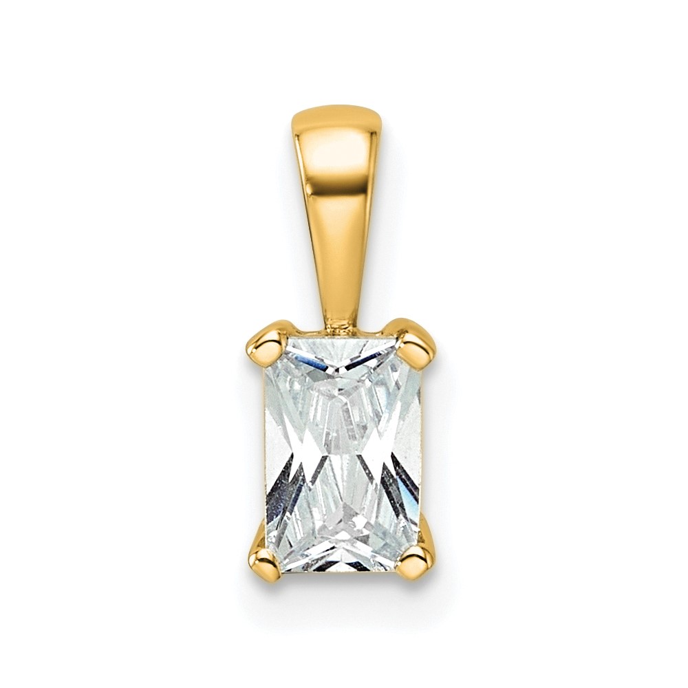 14K Yellow Gold 0.50 Carat Certified Lab Grown Diamond VS SI+ G+ Radiant Complete Four Prong Pendant
