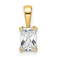 14K Yellow Gold 0.50 Carat Certified Lab Grown Diamond VS SI+ G+ Radiant Complete Four Prong Pendant view 1