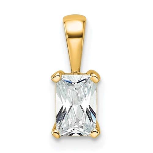 14K Yellow Gold 0.50 Carat Certified Lab Grown Diamond VS SI+ G+ Radiant Complete Four Prong Pendant