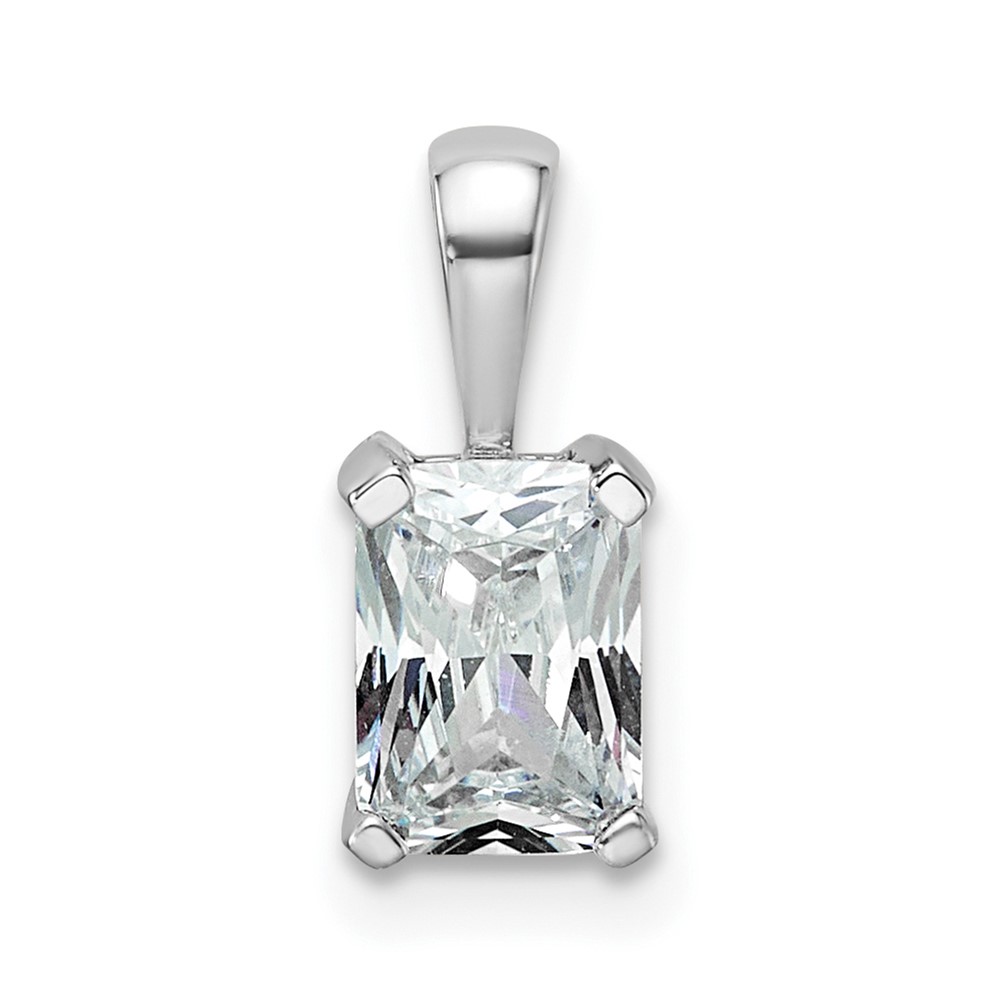 14K White Gold 0.75 Carat Lab Grown Diamond VS SI+ G+ Radiant Complete Four Prong Pendant