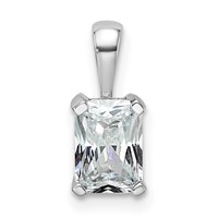 14K White Gold 0.75 Carat Lab Grown Diamond VS SI+ G+ Radiant Complete Four Prong Pendant view 1