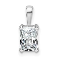 14K White Gold 1 Carat Lab Grown Diamond VS SI+ G+ Radiant Complete Four Prong Pendant view 1