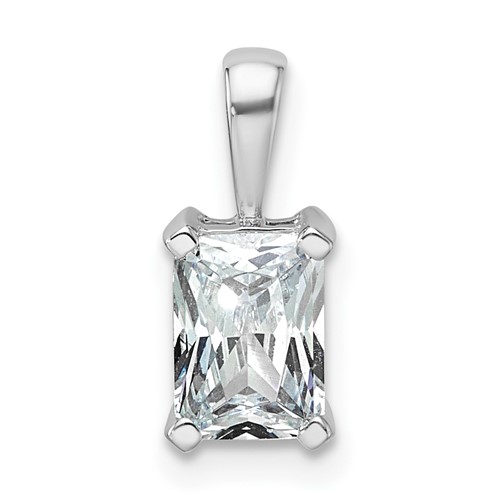 14K White Gold 1 Carat Certified Lab Grown Diamond VS+ F+ Radiant Complete Four Prong Pendant