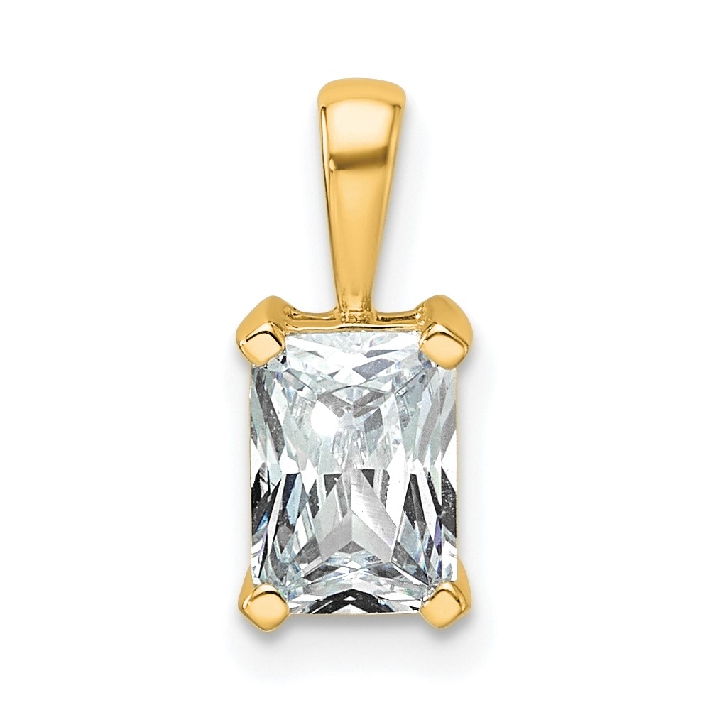 14K Yellow Gold 1 Carat Lab Grown Diamond VS SI+ G+ Radiant Complete Four Prong Pendant