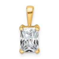 14K Yellow Gold 1 Carat Lab Grown Diamond VS SI+ G+ Radiant Complete Four Prong Pendant view 1