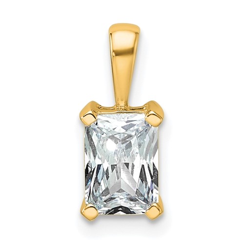 14K Yellow Gold 1 Carat Certified Lab Grown Diamond VS SI+ G+ Radiant Complete Four Prong Pendant