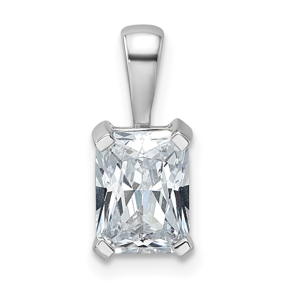14K White Gold 1.50 Carat Lab Grown Diamond VS SI+ G+ Radiant Complete Four Prong Pendant
