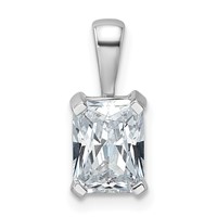 14K White Gold 1.50 Carat Lab Grown Diamond VS SI+ G+ Radiant Complete Four Prong Pendant view 1