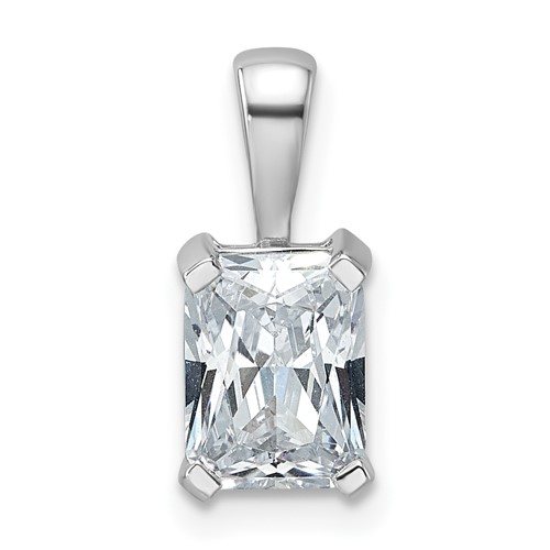 14K White Gold 1.50 Carat Certified Lab Grown Diamond VS+ F+ Radiant Complete Four Prong Pendant