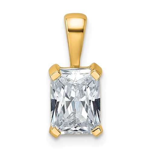 14K Yellow Gold 1.50 Carat Certified Lab Grown Diamond VS+ F+ Radiant Complete Four Prong Pendant