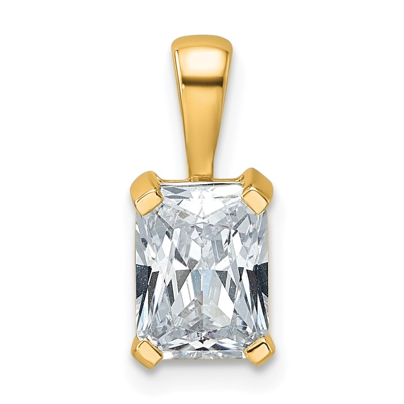 14k 1 1/2 carat Lab Grown Diamond VS+ F+ Radiant Complete Four Prong Pendant