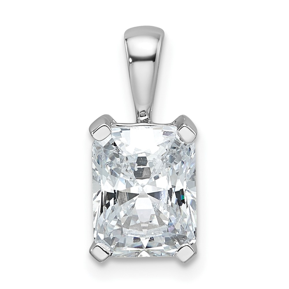 14K White Gold 2 Carat Certified Lab Grown Diamond VS SI+ G+ Radiant Complete Four Prong Pendant