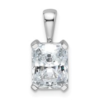 14K White Gold 2 Carat Certified Lab Grown Diamond VS SI+ G+ Radiant Complete Four Prong Pendant view 1