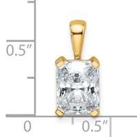 14K Yellow Gold 2 Carat Lab Grown Diamond VS SI+ G+ Radiant Complete Four Prong Pendant view 4