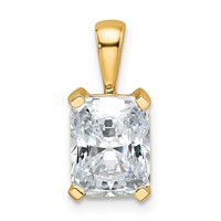 14K Yellow Gold 2 Carat Lab Grown Diamond VS SI+ G+ Radiant Complete Four Prong Pendant view 1
