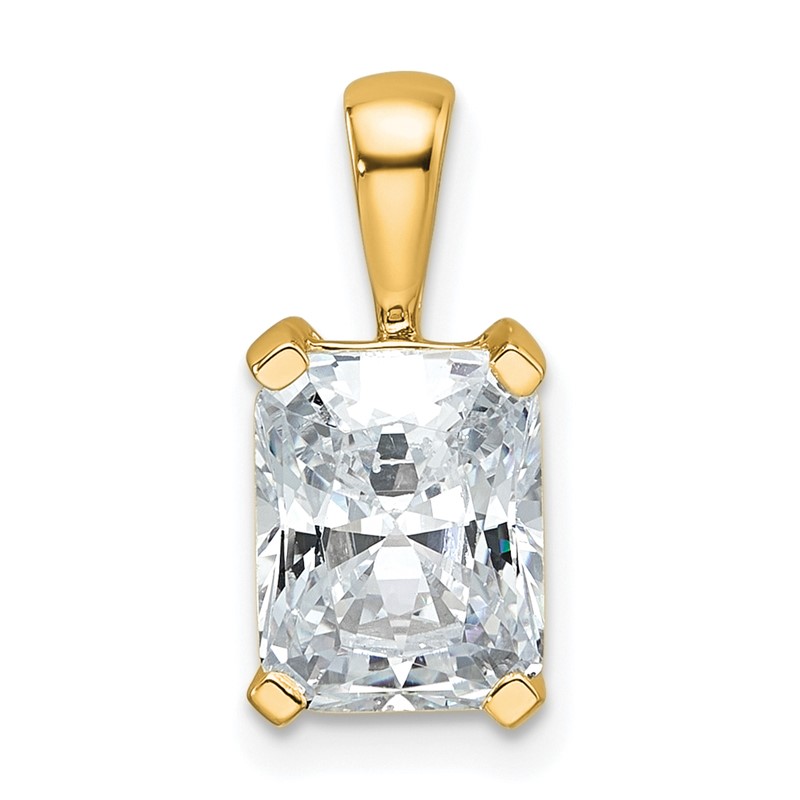 14k 2 carat Certified Lab Grown Diamond VS/SI+ G+ Radiant Complete Four Prong Pendant