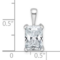 14K White Gold 2.50 Carat Lab Grown Diamond VS SI+ G+ Radiant Complete Four Prong Pendant view 4