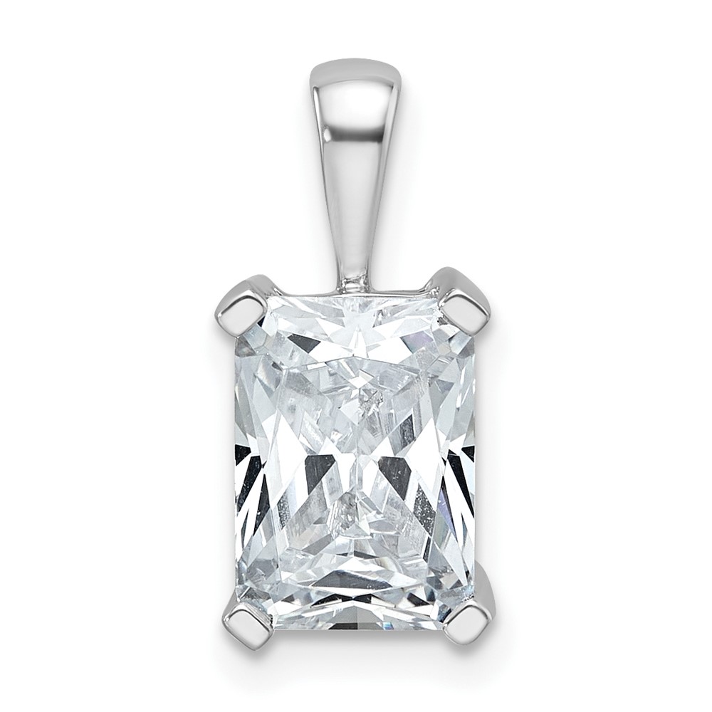 14K White Gold 2.50 Carat Lab Grown Diamond VS SI+ G+ Radiant Complete Four Prong Pendant