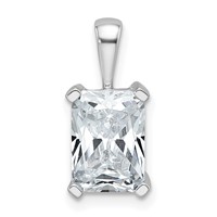 14K White Gold 2.50 Carat Lab Grown Diamond VS SI+ G+ Radiant Complete Four Prong Pendant view 1