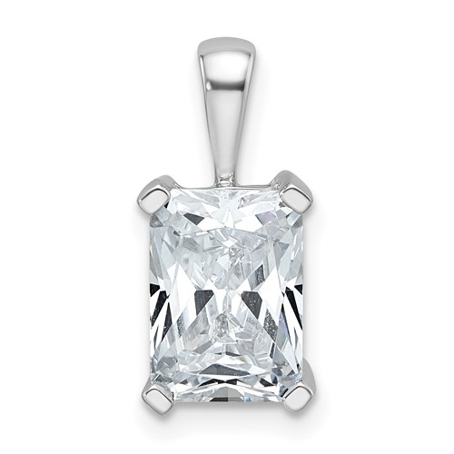 14K White Gold 2.50 Carat Lab Grown Diamond VS+ F+ Radiant Complete Four Prong Pendant