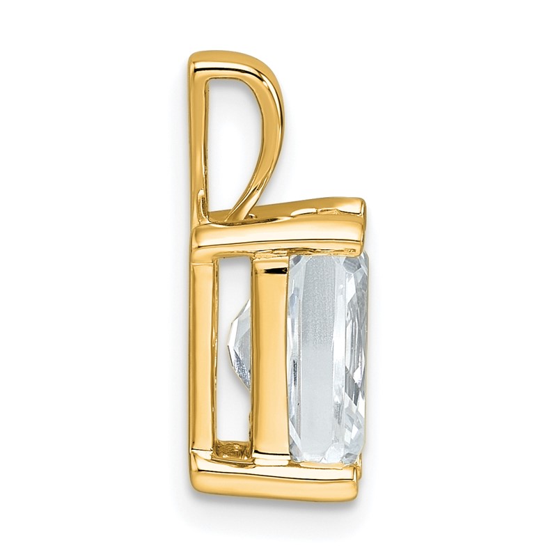 14k 2 1/2 carat Lab Grown Diamond VS/SI+ G+ Radiant Complete Four Prong Pendant