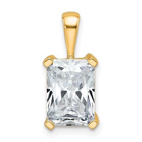 14K Yellow Gold 2.50 Carat Lab Grown Diamond VS+ F+ Radiant Complete Four Prong Pendant