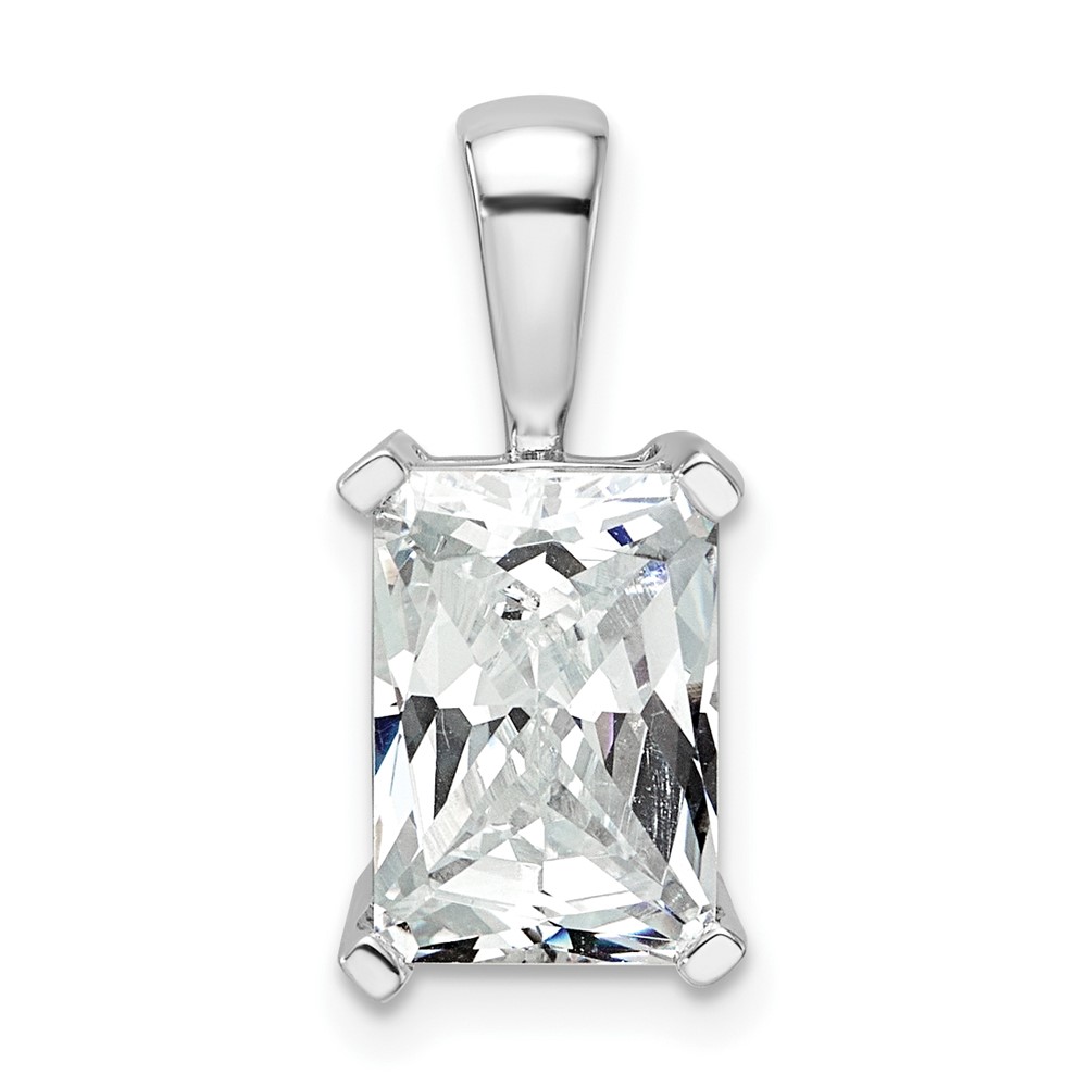 14K White Gold 3 Carat Certified Lab Grown Diamond VS SI+ G+ Radiant Complete Four Prong Pendant