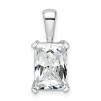 14K White Gold 3 Carat Certified Lab Grown Diamond VS SI+ G+ Radiant Complete Four Prong Pendant view 1