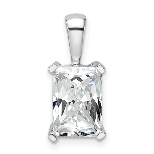 14K White Gold 3 Carat Certified Lab Grown Diamond VS SI+ G+ Radiant Complete Four Prong Pendant