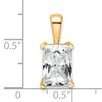 14K Yellow Gold 3 Carat Lab Grown Diamond VS+ F+ Radiant Complete Four Prong Pendant view 4