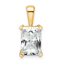 14K Yellow Gold 3 Carat Lab Grown Diamond VS+ F+ Radiant Complete Four Prong Pendant view 1