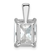 14K White Gold 4 Carat Lab Grown Diamond VS SI+ G+ Radiant Complete Four Prong Pendant view 3