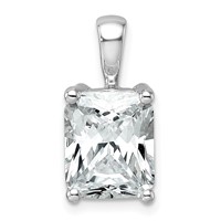 14K White Gold 4 Carat Lab Grown Diamond VS SI+ G+ Radiant Complete Four Prong Pendant view 1