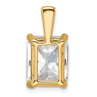 14K Yellow Gold 4 Carat Certified Lab Grown Diamond VS SI+ G+ Radiant Complete Four Prong Pendant view 3