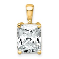 14K Yellow Gold 4 Carat Certified Lab Grown Diamond VS SI+ G+ Radiant Complete Four Prong Pendant view 1