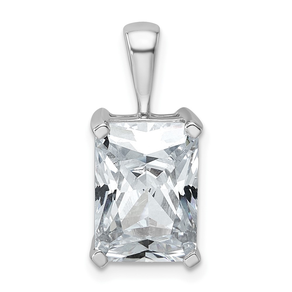 14K White Gold 5 Carat Lab Grown Diamond VS+ F+ Radiant Complete Four Prong Pendant