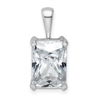 14K White Gold 5 Carat Lab Grown Diamond VS+ F+ Radiant Complete Four Prong Pendant view 1